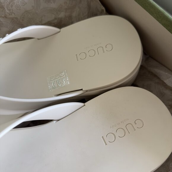 NEW WOMEN'S THONG PLATFORM SANDALS SHOES SZ 38 White - Picture 5 of 9